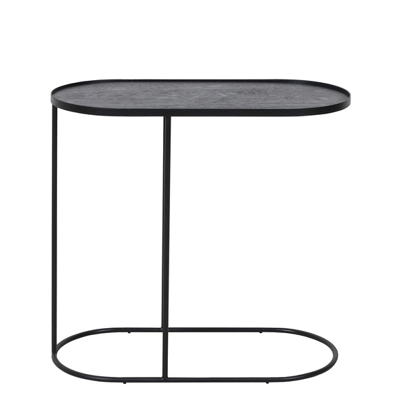 Table with Oblong tray in metal and wood - L 69 cm