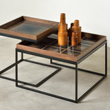 Set de 2 tables à plateau Square en métal et bois - L 39 / 52 cm | Fleux | 6