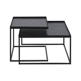 Set of 2 Square tray tables in metal and wood - L 39 / 52 cm | Fleux | 5