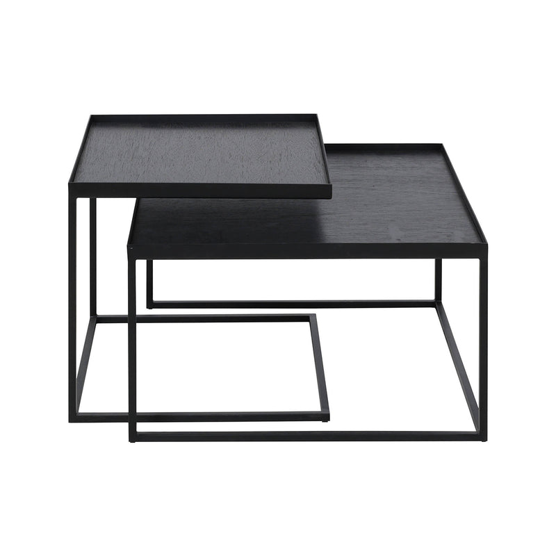 Set de 2 tables à plateau Square en métal et bois - L 39 / 52 cm