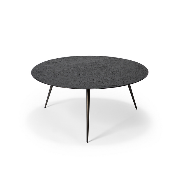 Table basse Luna en mineaux - noir - Ø 80 x h 35 cm