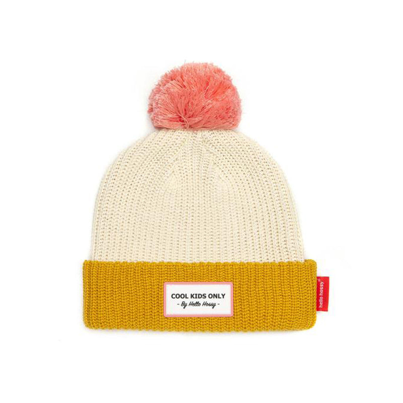 Bonnet Color Block - Crème, curry et rose