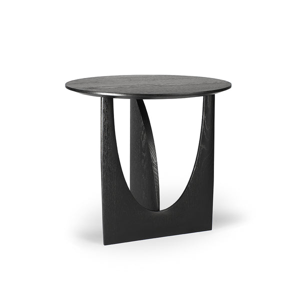 Table d'appoint Geometric en chêne noir verni - Ø 51 x h 50 cm