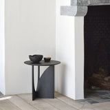 Geometric side table in varnished black oak - Ø 51 xh 50 cm | Fleux | 12