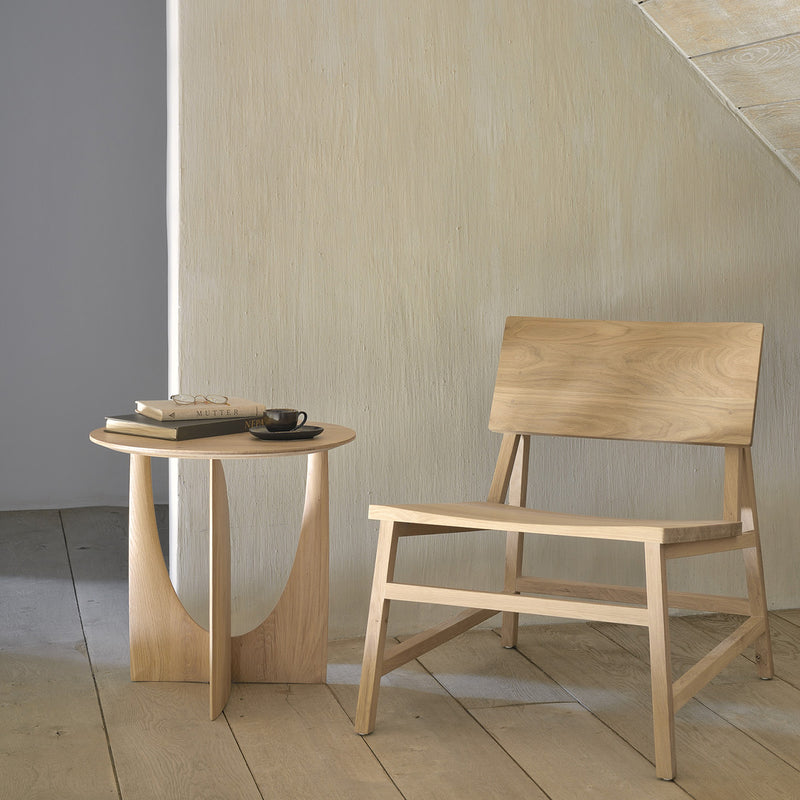 Table d'appoint Geometric chêne verni - Ø 51 x h 50 cm