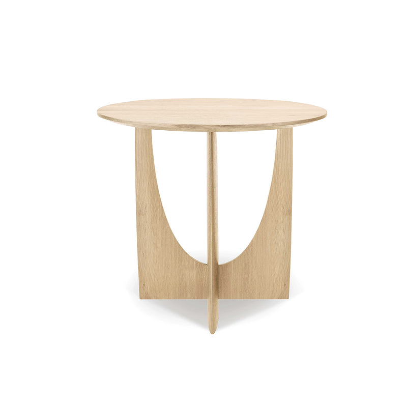 Geometric side table varnished oak - Ø 51 xh 50 cm