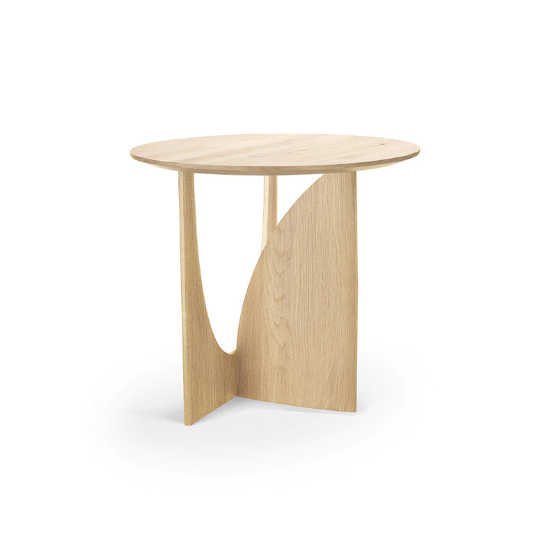 Geometric side table varnished oak - Ø 51 xh 50 cm