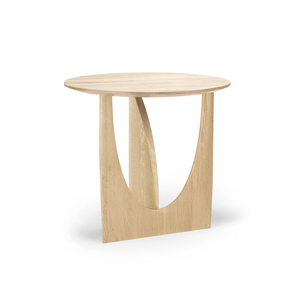 Geometric side table varnished oak - Ø 51 xh 50 cm