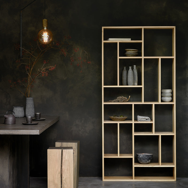 Bibliothèque M en chêne - h 219 cm