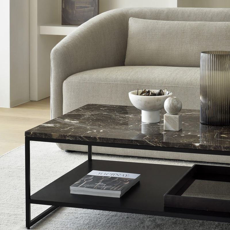 Stone marble coffee table - Brown