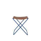 Folding stool Nola leather and iron - 39 x 31 x 45 cm - Intense Blue | Fleux | 2