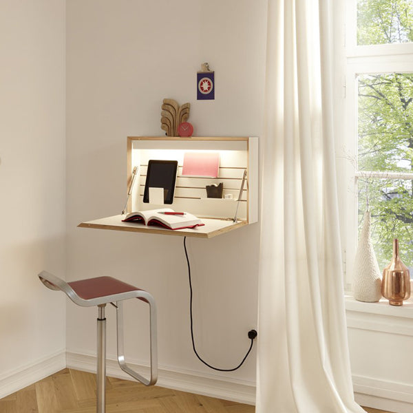 Secrétaire Flatbox avec ports USB et lampe LED - Anthracite
