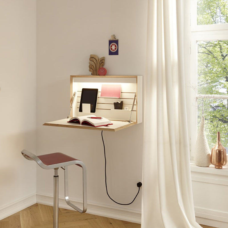 Secrétaire Flatbox avec lampe LED - Blanc