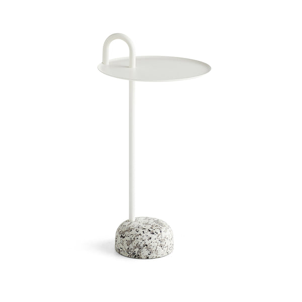 Bowler side table in steel and granite - Cream white