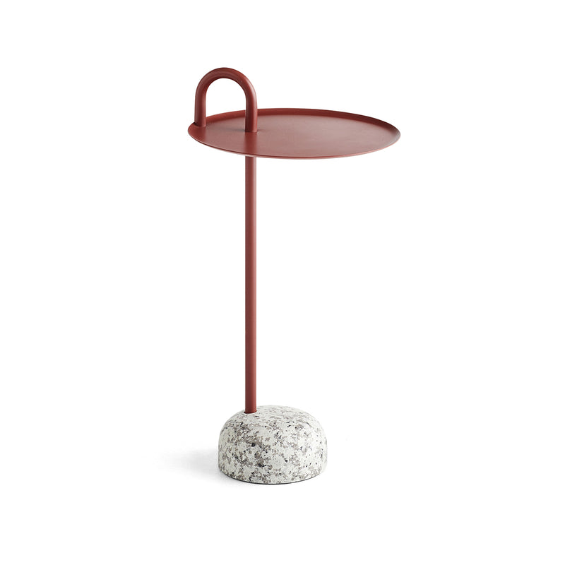 Bowler side table in steel and granite - Red