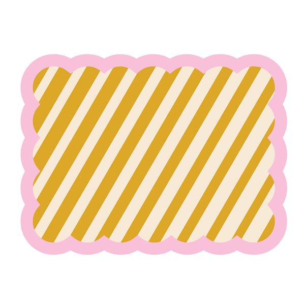 Striped Biscotti Placemat - 38cm x 48cm - Ocher &amp; Pink
