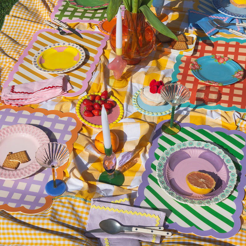 Set de table Biscotti à Carreaux - 38 cm x 48 cm - Lilas & Orange