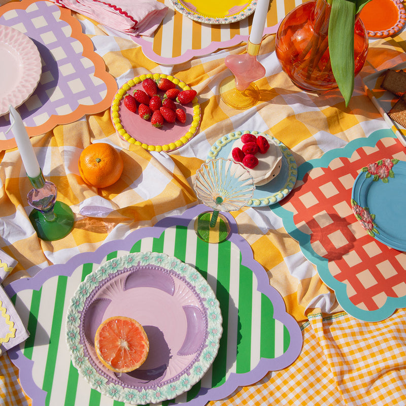 Set de table Biscotti à Rayures - 38 cm x 48 cm - Vert & Violet
