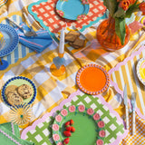 Set de table Biscotti à Rayures - 38 cm x 48 cm - Bleu & Jaune | Fleux | 8