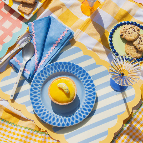 Striped Biscotti Placemat - 38cm x 48cm - Blue &amp; Yellow