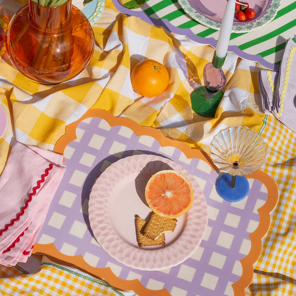 Set de table Biscotti à Carreaux - 38 cm x 48 cm - Lilas & Orange