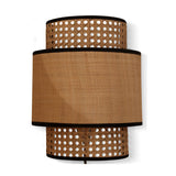 Abat-jour Applique murale Solaire Cannage Naturel / Noir | Fleux | 2