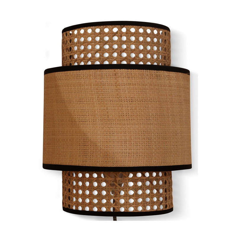Abat-jour Applique murale Solaire Cannage Naturel / Noir