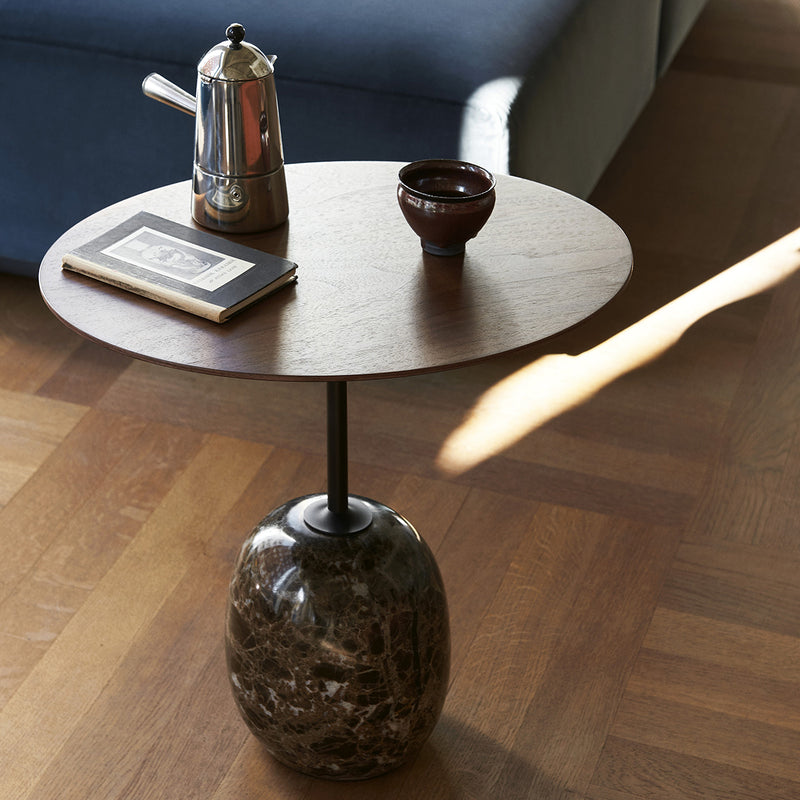 Lato LN9 Side Table Walnut / Emparador Marble - Ø 50 cm
