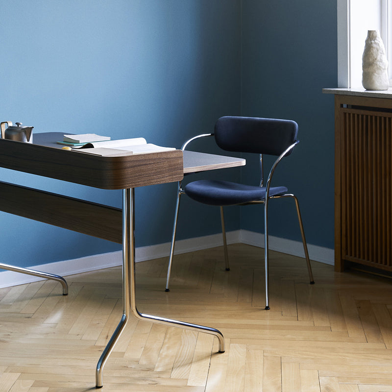 Bureau Pavilion AV17 Linoleum Iron 4178 - Noyer / Pieds Chrome