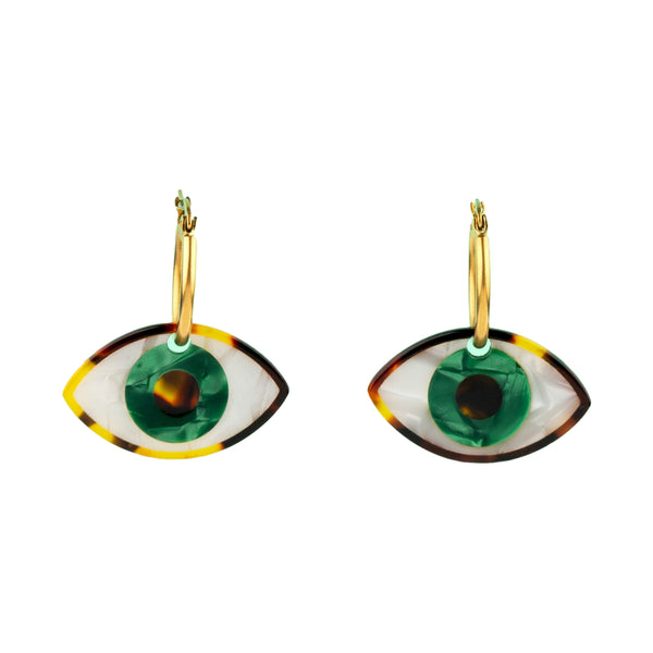Eye Earrings - Green 