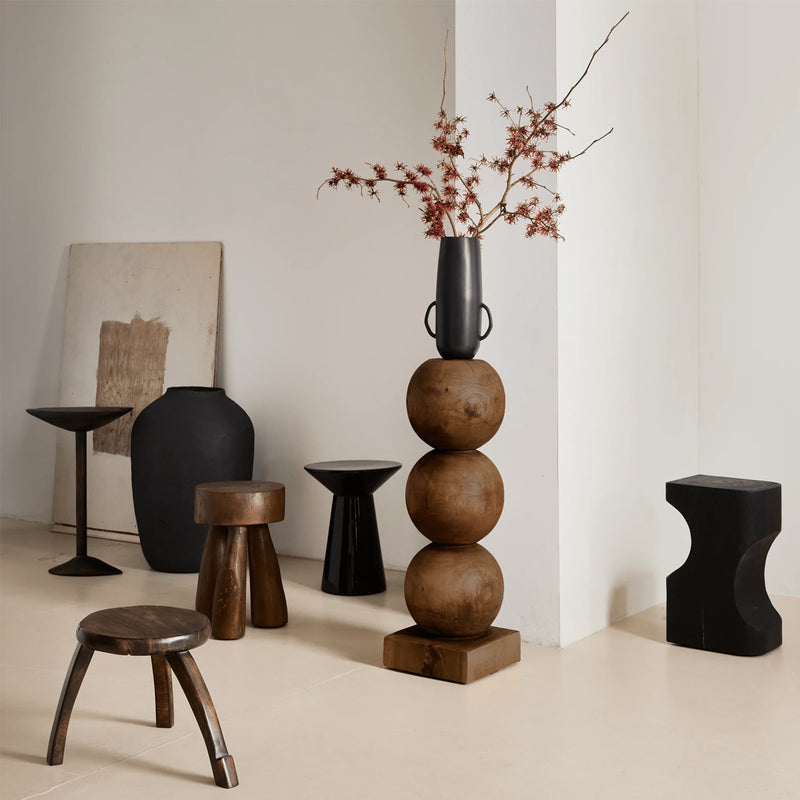 Piédestal Bulb en bois d'acajou
