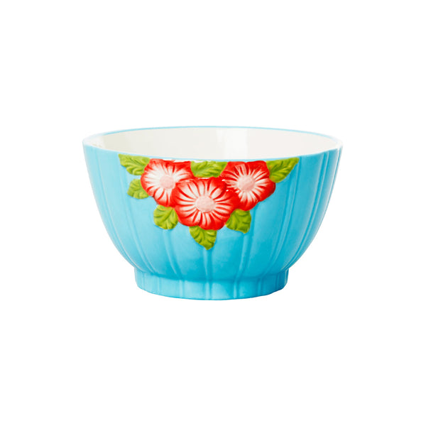 Bowl with ceramic embossed flowers - Mint