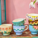 Mug with ceramic relief flowers - Ø 9.8 cm - Cream | Fleux | 3