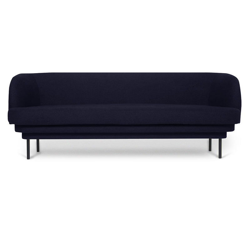Cornice 3-seater sofa in fabric - Midnight blue &amp; black metal