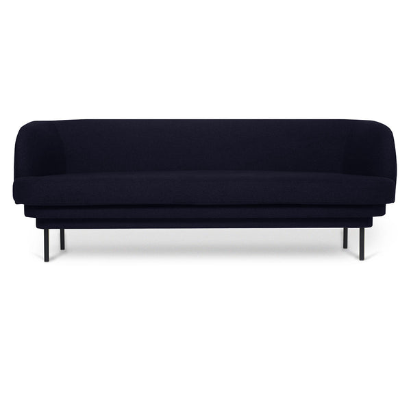 Cornice 3-seater sofa in velvet - Midnight blue &amp; Black metal