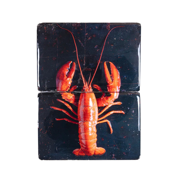 Red lobster wall decoration / black background - 29 x 40 cm
