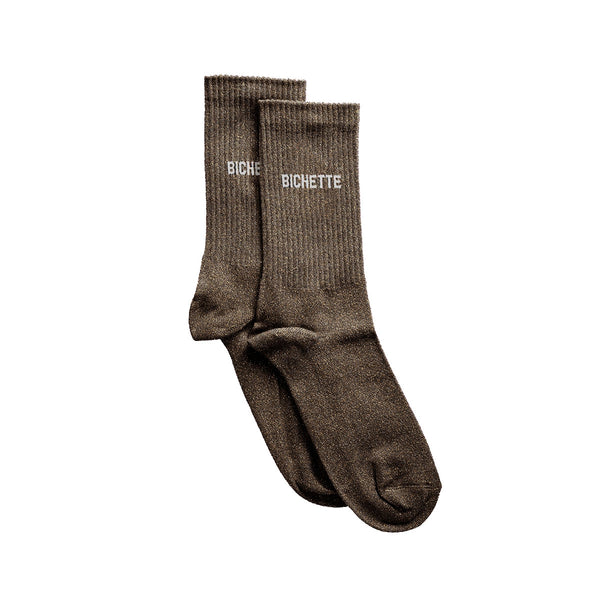 Bichette Glitter Socks 36/40 - Brown