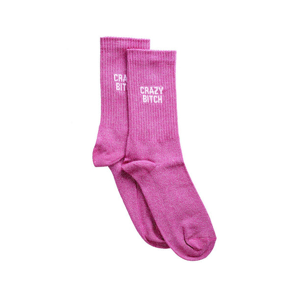 Crazy Bitch Glitter Socks 36/40 - Pink