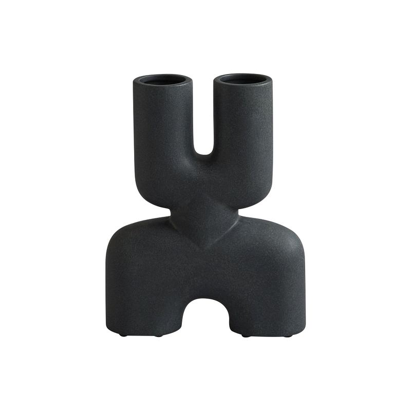 Vase Cobra Double en céramique - Noir
