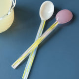 Set of 2 Glass Spoons - Pink/White | Fleux | 5