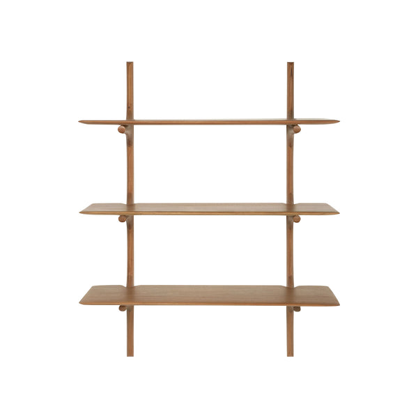 PI Wall Shelf in Dark Brown Mahogany - 3 shelves