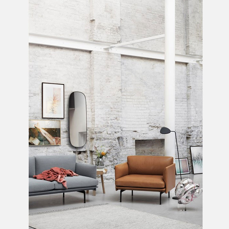 Fauteuil Outline Silk leather Cognac