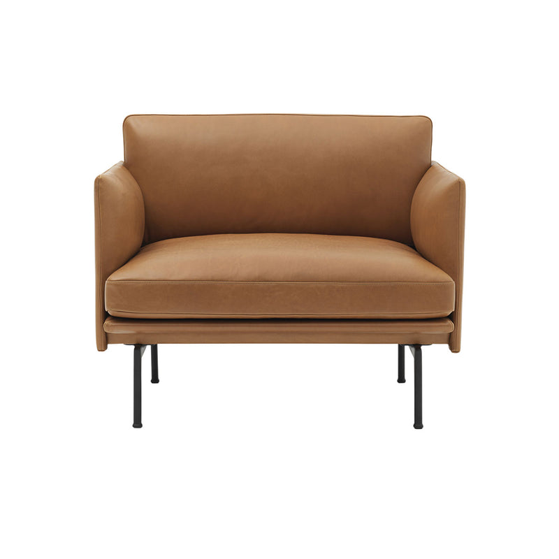 Fauteuil Outline Silk leather Cognac