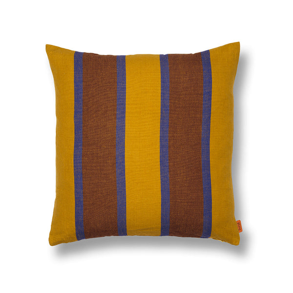 Large striped cushion in linen and cotton
