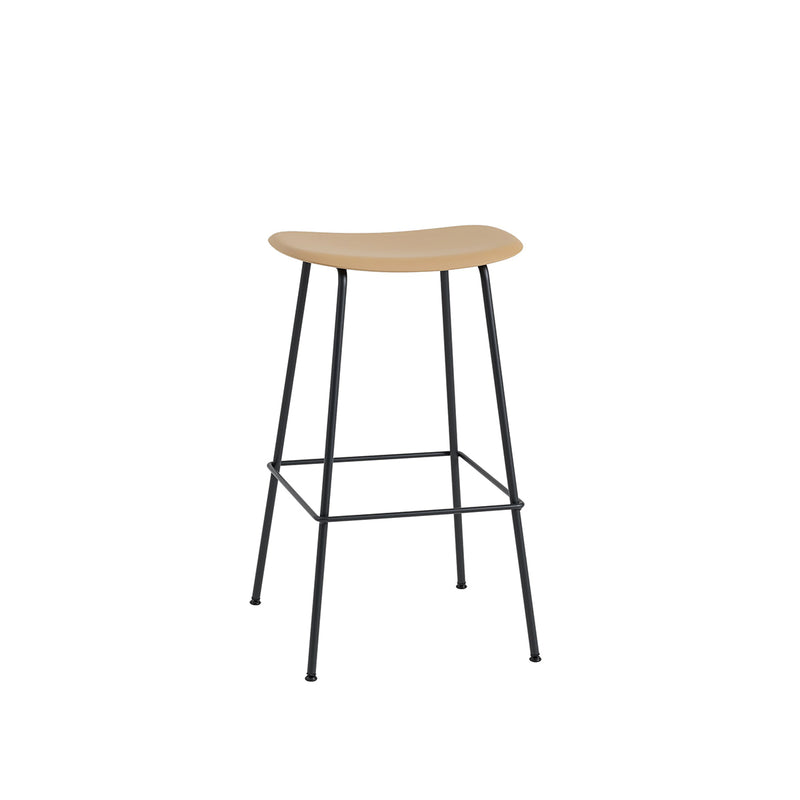 Tabouret de bar Fiber Tabouret Tube Noir + Assise Ocre