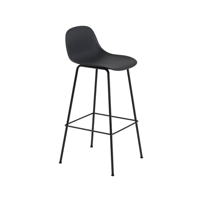 Tabouret de bar Fiber Tube Noir + Dossier Noir