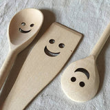Set of 3 Happy Spoon Cutlery - Wooden Spoons and Spatula | Fleux | 3