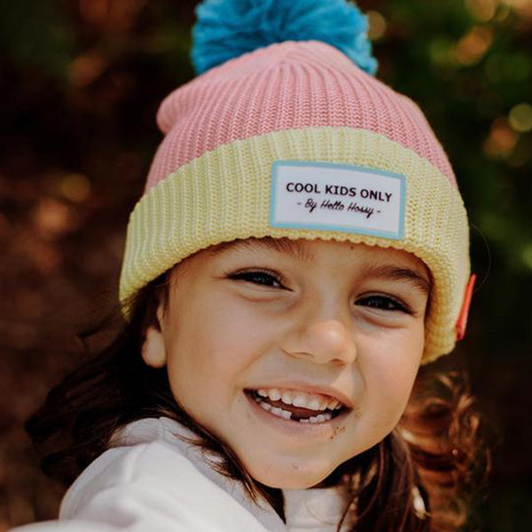 Bonnet Color Block 9 à 18 mois - Rose, jaune et bleu