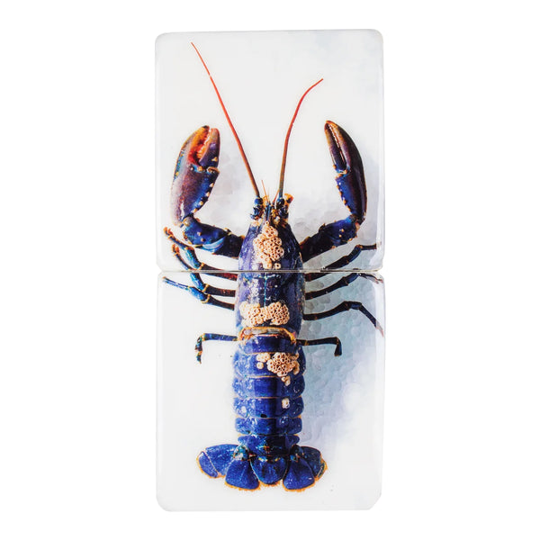 Blue lobster wall decoration / white background - 20 x 40 cm