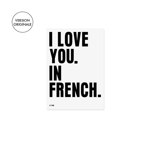 Poster I Love You In French - 50 X 70 CM - Black